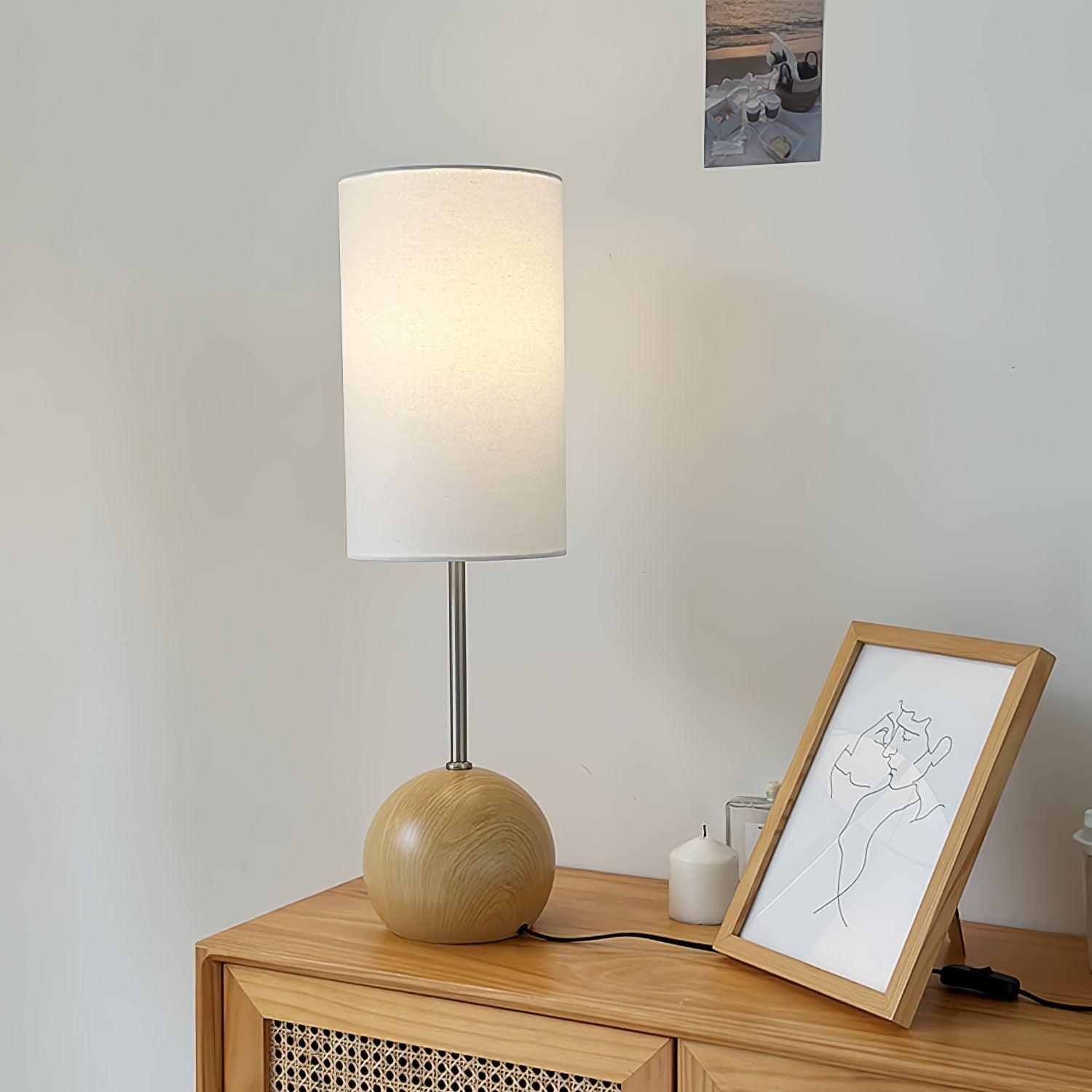 Brys Wooden Sphere Table Lamp-Neutral Decor