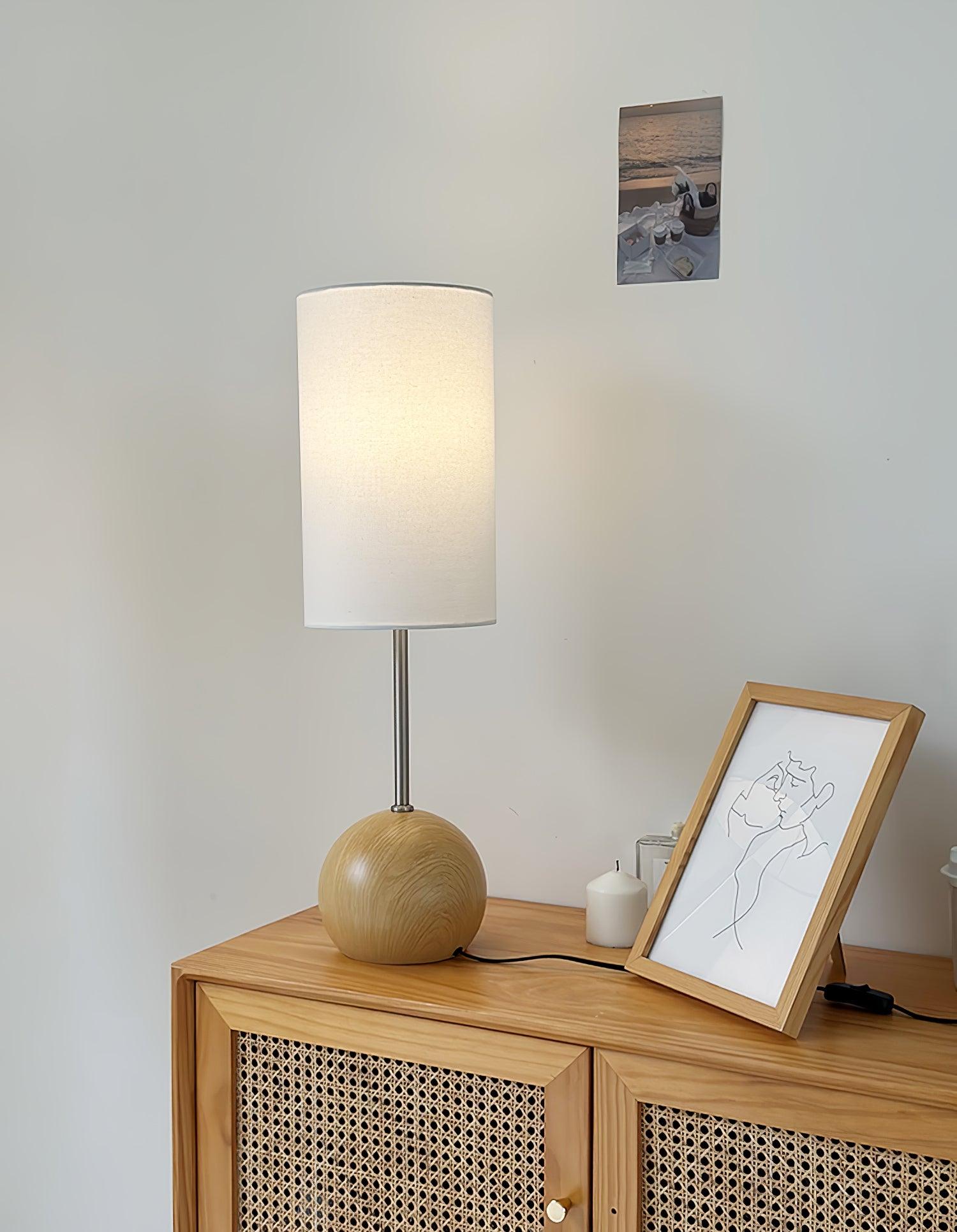Brys Wooden Sphere Table Lamp-Neutral Decor