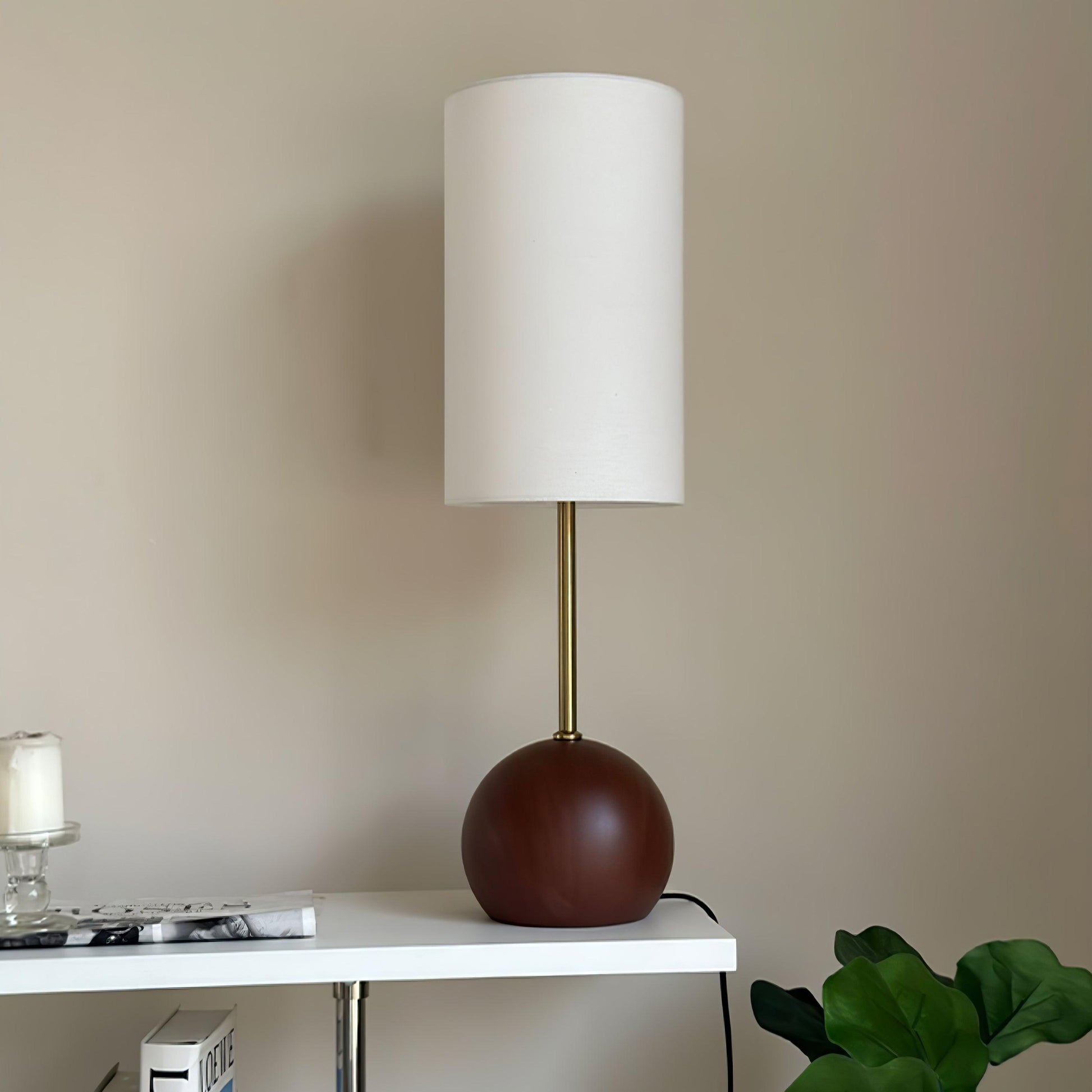 Brys Wooden Sphere Table Lamp-Neutral Decor