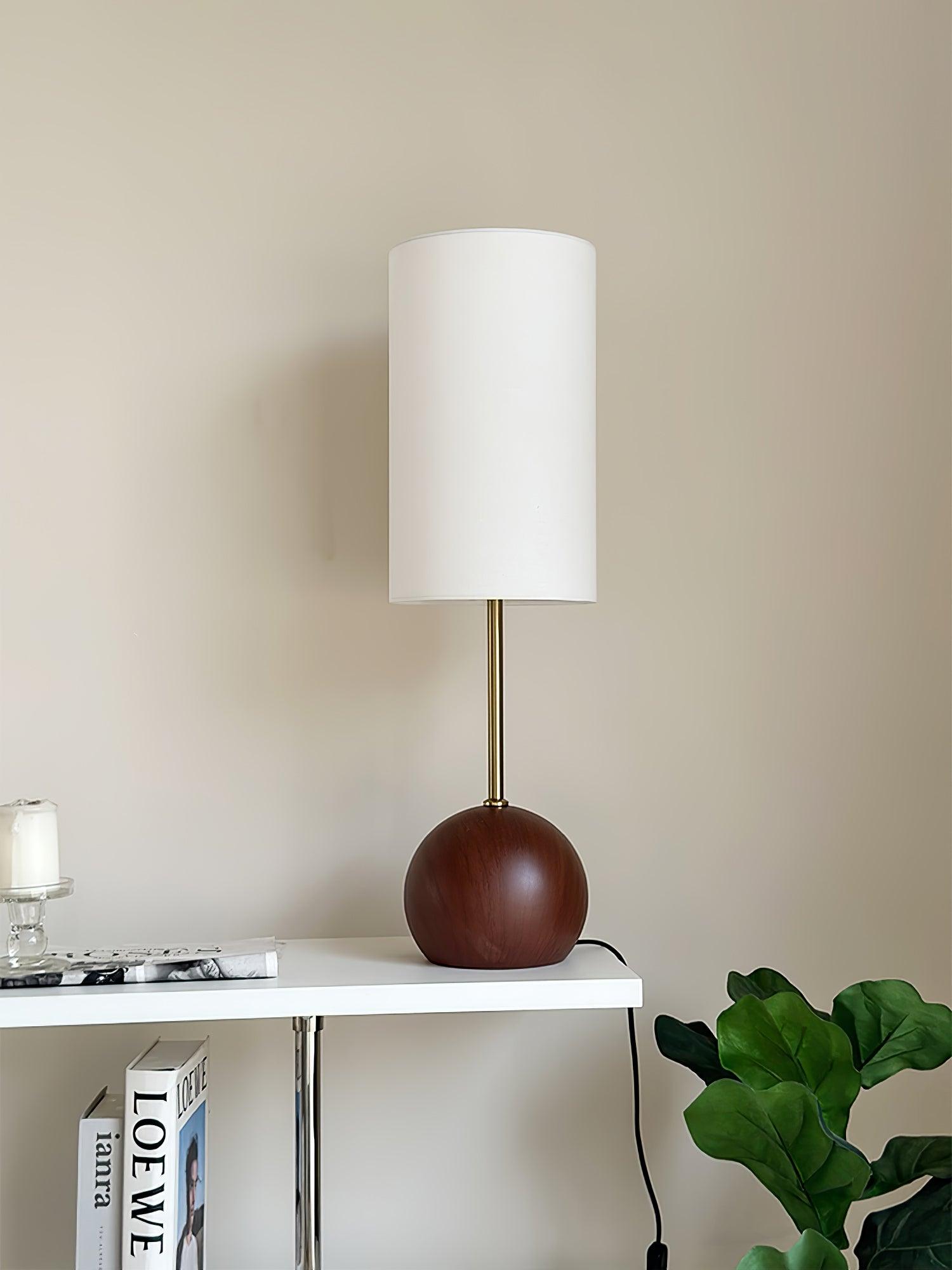 Brys Wooden Sphere Table Lamp-Neutral Decor