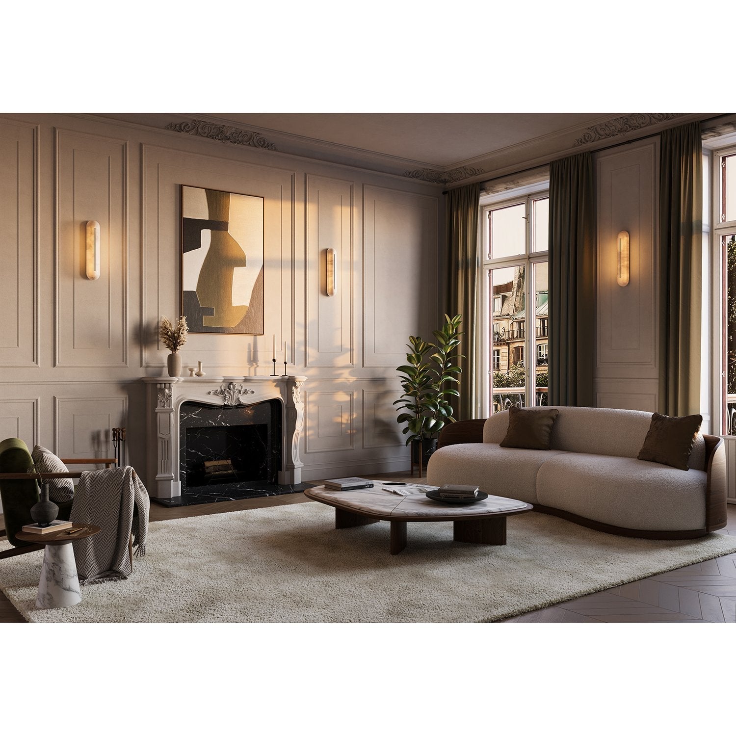 Armaryra Oblong Alabaster Wall Light-Neutral Decor