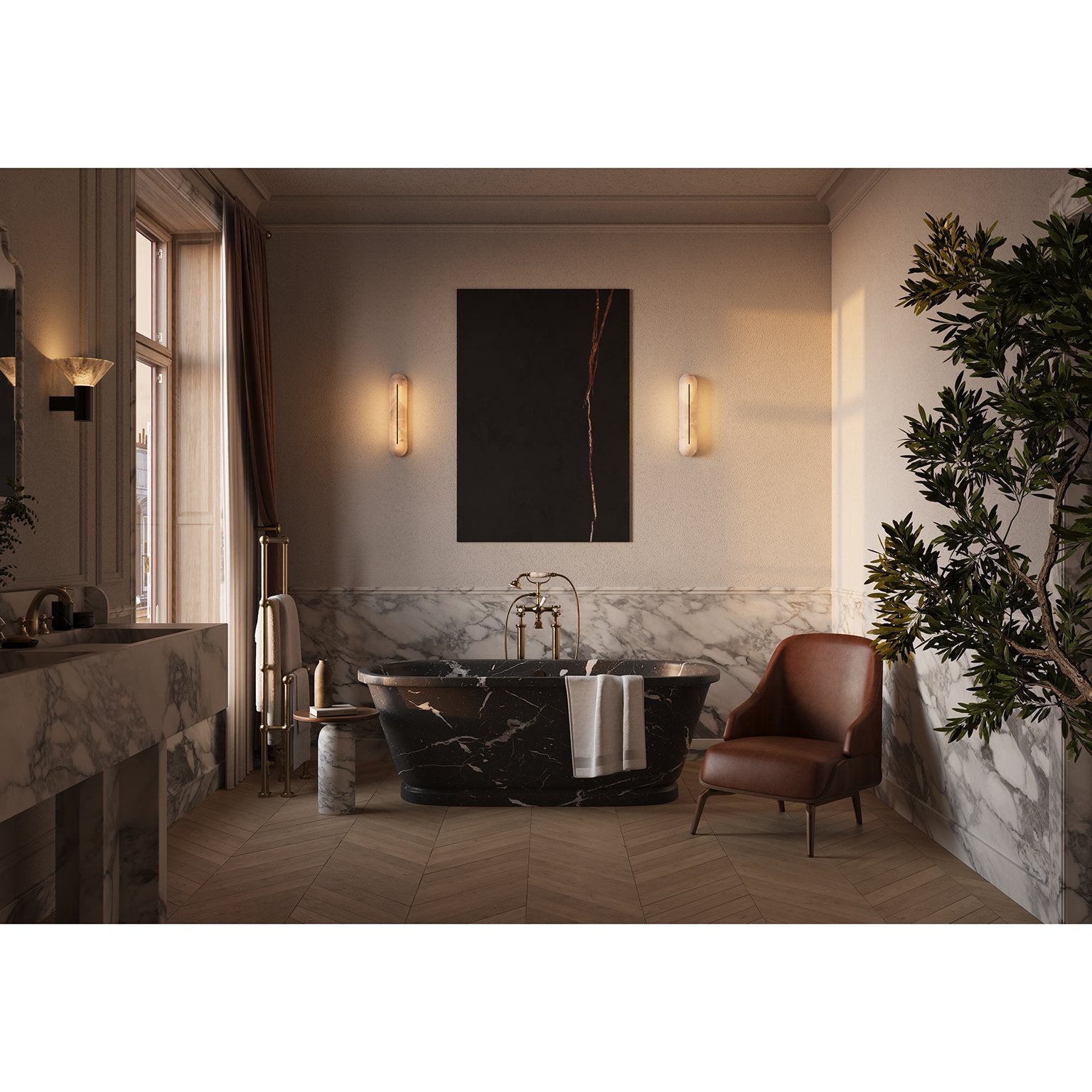Armaryra Oblong Alabaster Wall Light-Neutral Decor