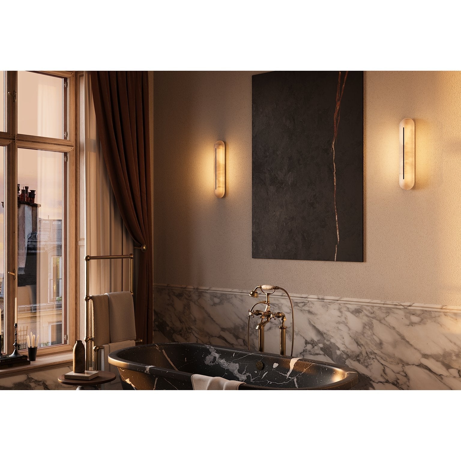 Armaryra Oblong Alabaster Wall Light-Neutral Decor