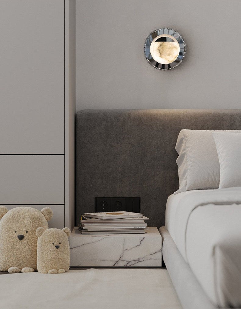 Orbit Pearl Alabaster Wall Light-Neutral Decor