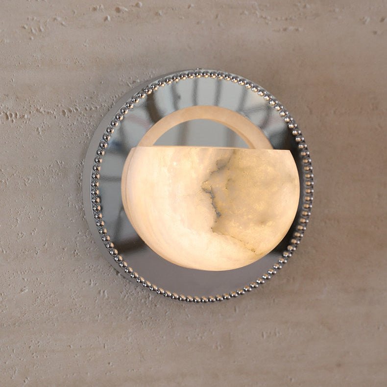Orbit Pearl Alabaster Wall Light-Neutral Decor