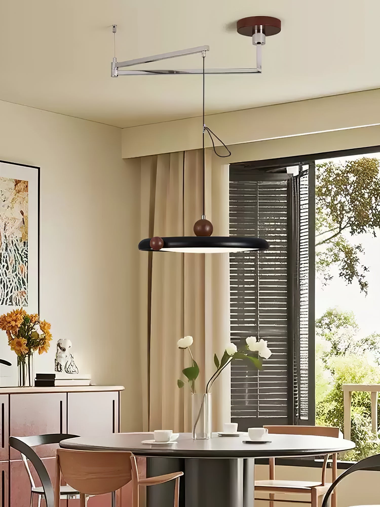 Ruby Line Swing Arm Pendant Lamp-Neutral Decor