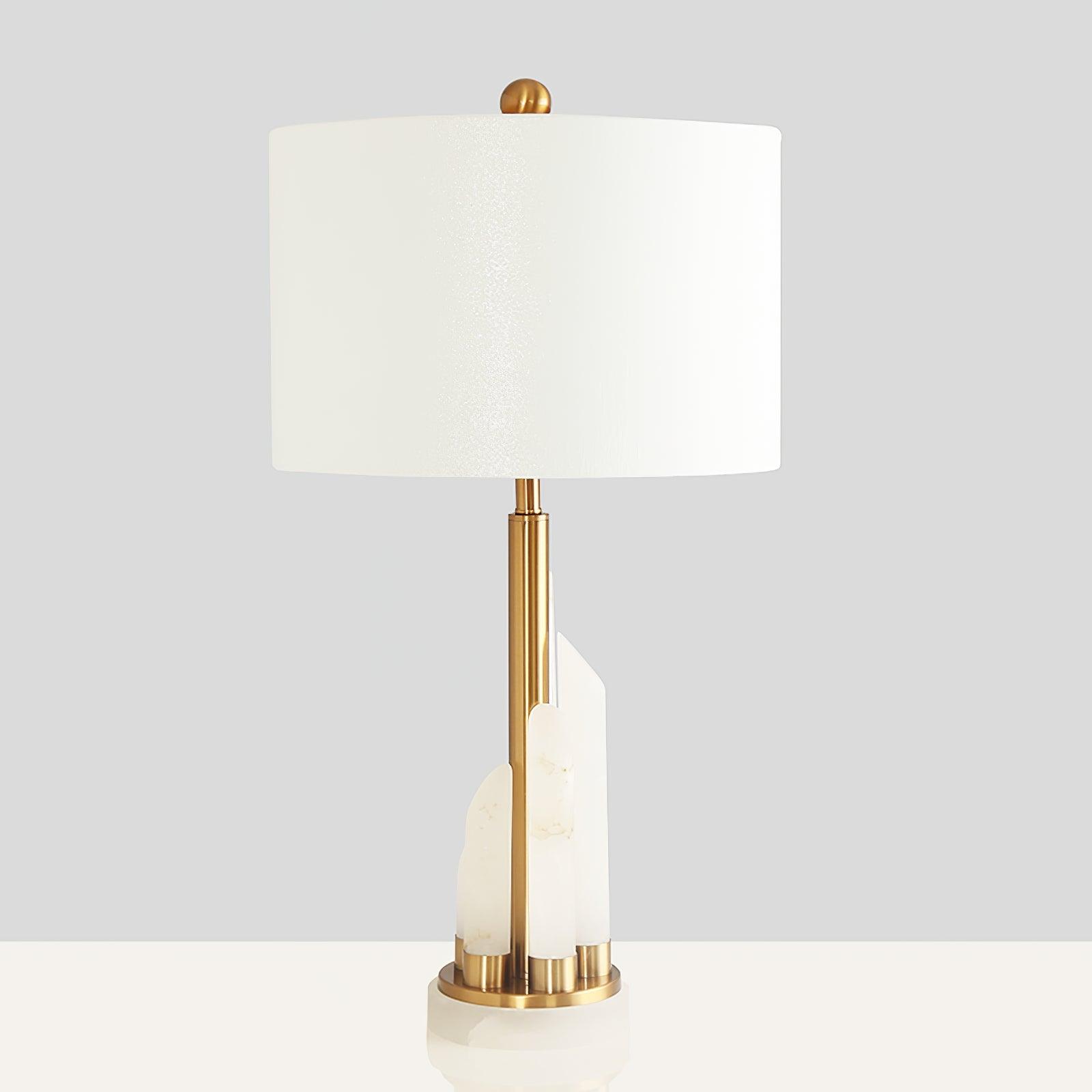 Olvenor Cylindrical Alabaster Table Lamp-Neutral Decor