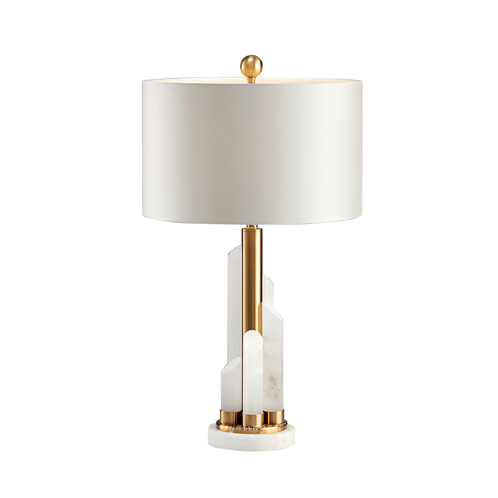 Olvenor Cylindrical Alabaster Table Lamp-Neutral Decor