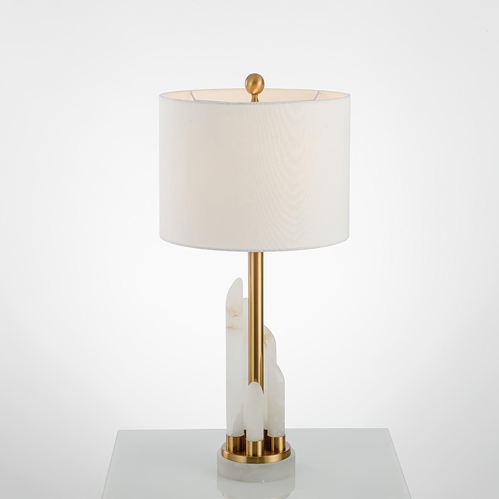 Olvenor Cylindrical Alabaster Table Lamp-Neutral Decor