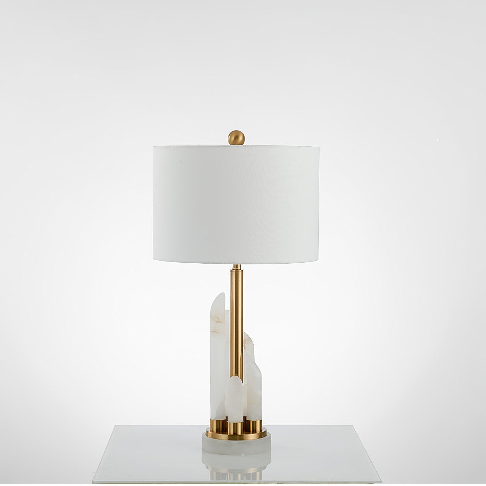 Olvenor Cylindrical Alabaster Table Lamp-Neutral Decor