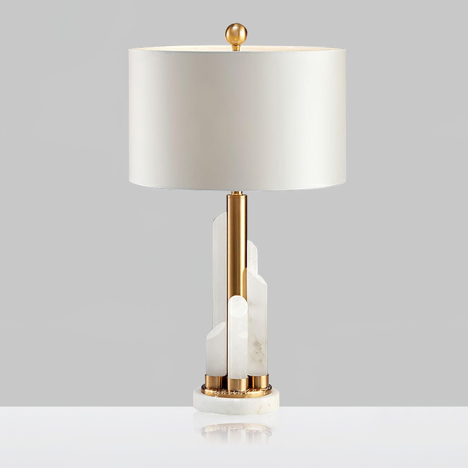 Olvenor Cylindrical Alabaster Table Lamp-Neutral Decor