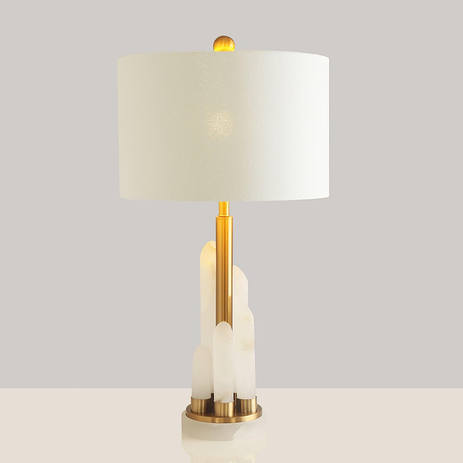 Olvenor Cylindrical Alabaster Table Lamp-Neutral Decor