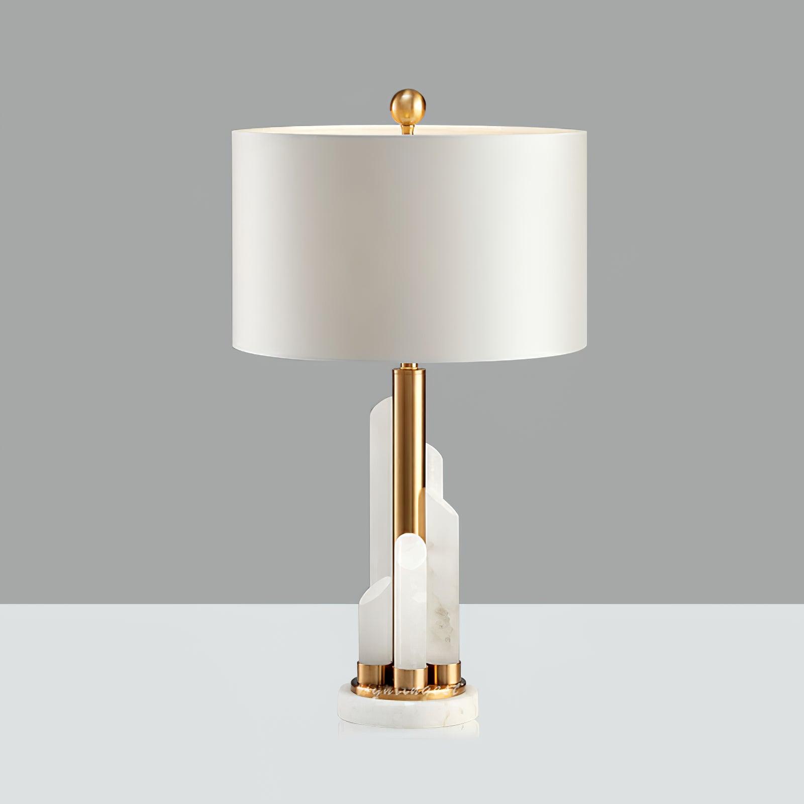 Olvenor Cylindrical Alabaster Table Lamp-Neutral Decor