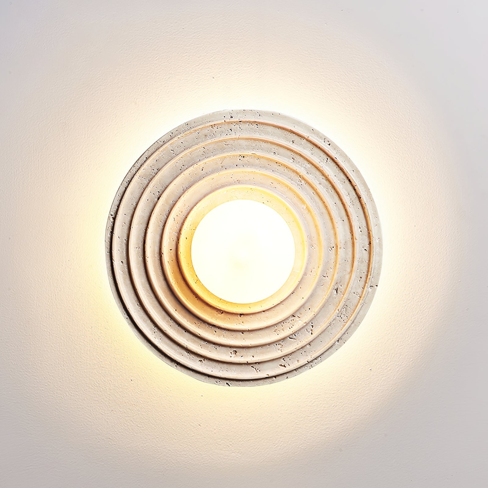 Zelirara Concentric Travertine Wall Light-Neutral Decor