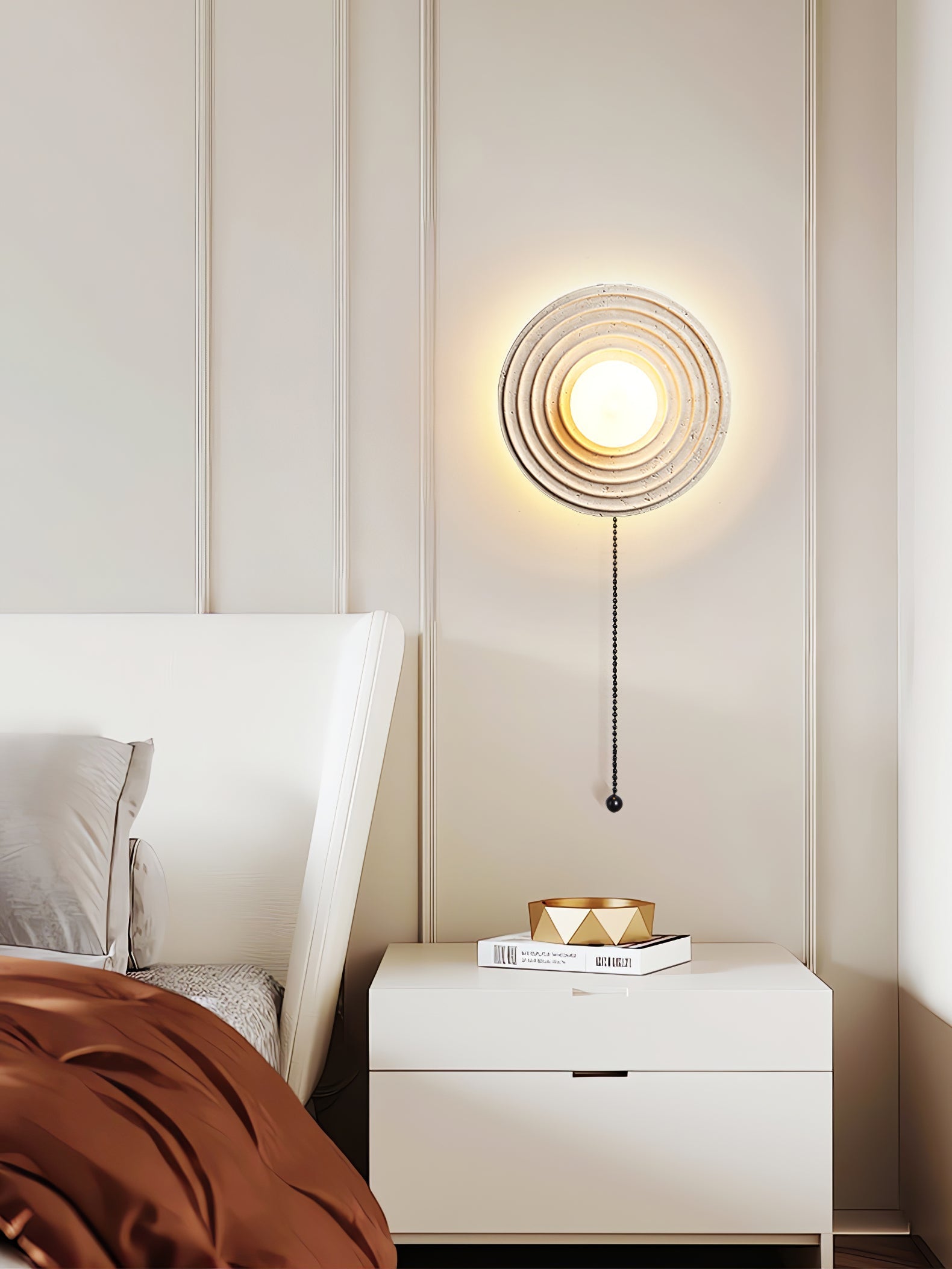 Zelirara Concentric Travertine Wall Light-Neutral Decor
