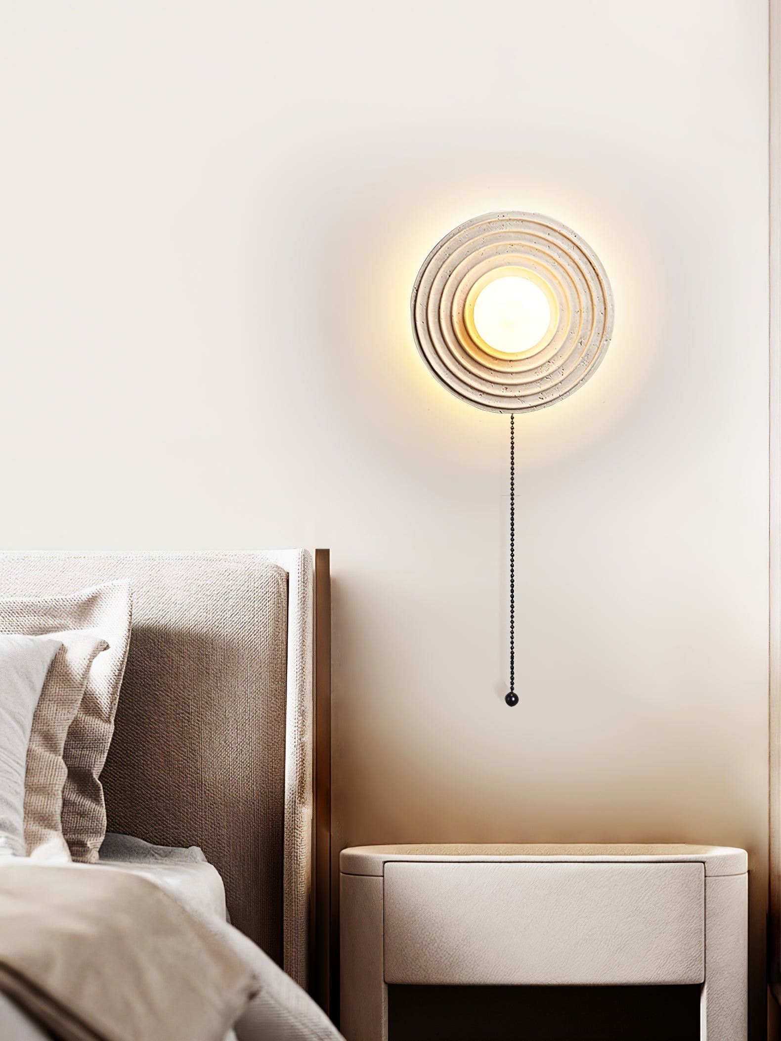 Zelirara Concentric Travertine Wall Light-Neutral Decor
