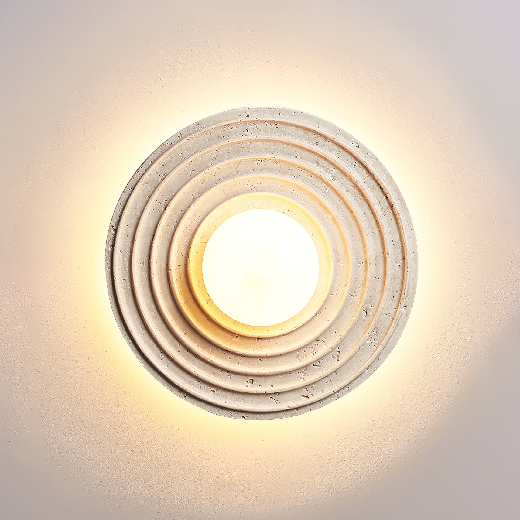 Zelirara Concentric Travertine Wall Light-Neutral Decor
