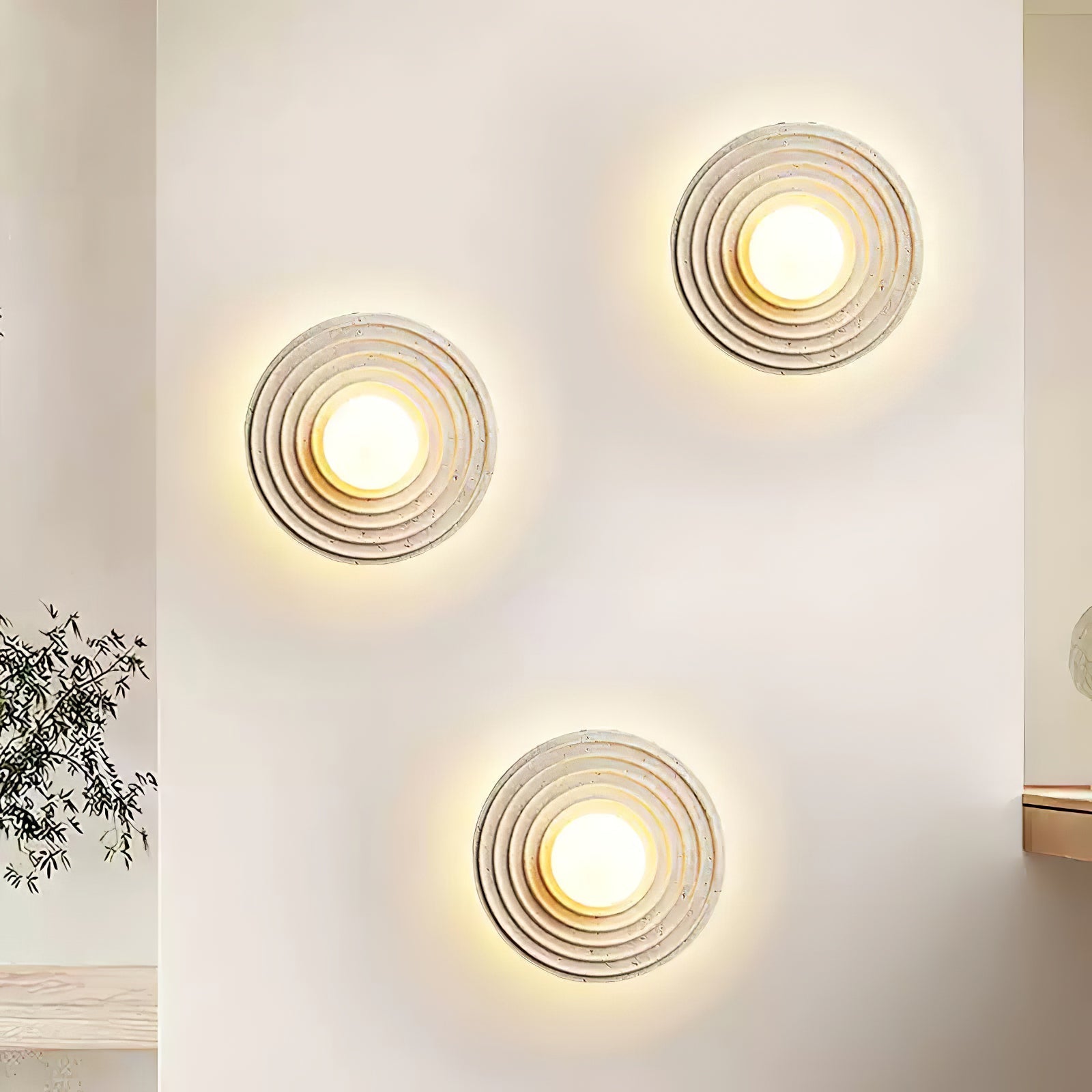 Zelirara Concentric Travertine Wall Light-Neutral Decor