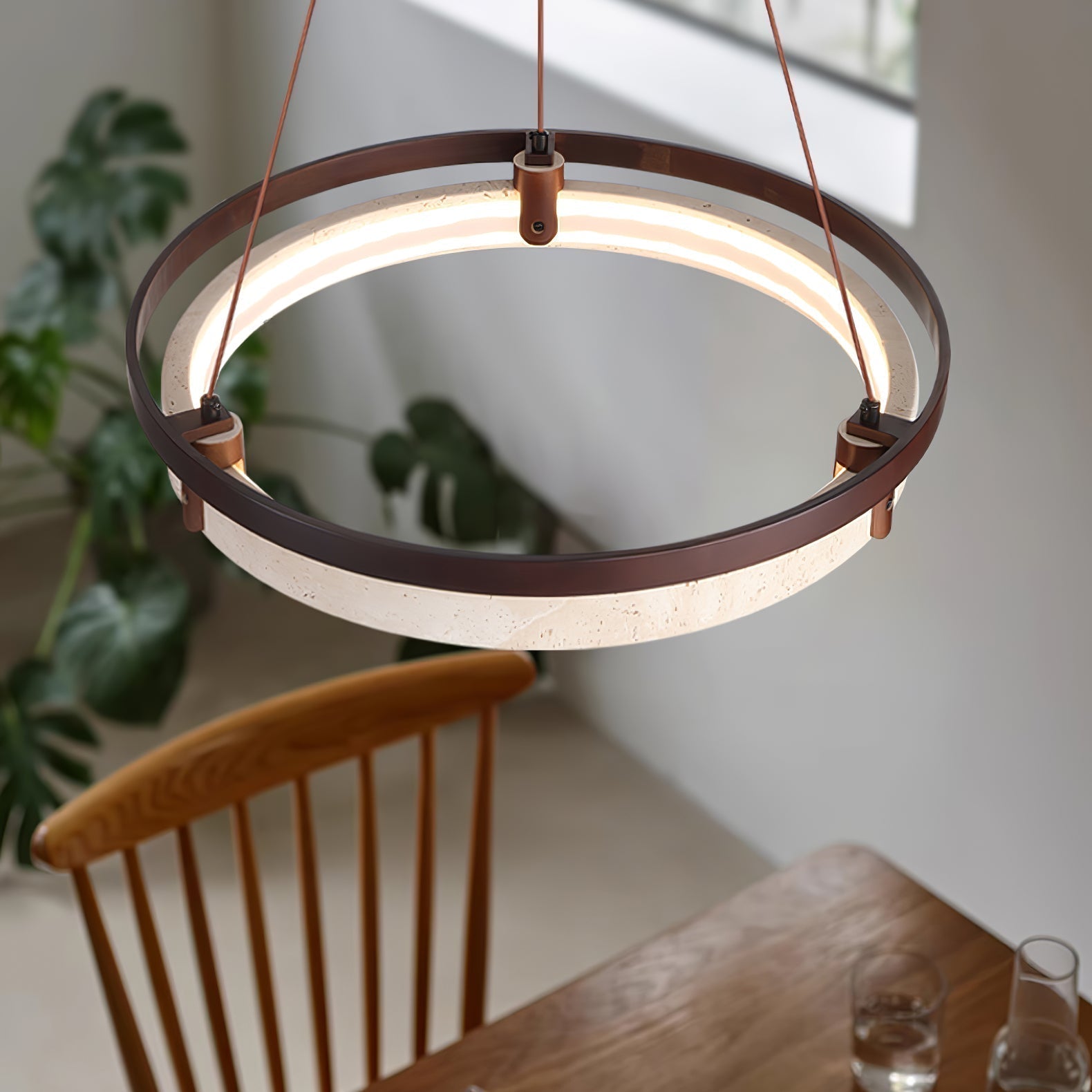 Aurix Travertine Pendant Light-Neutral Decor