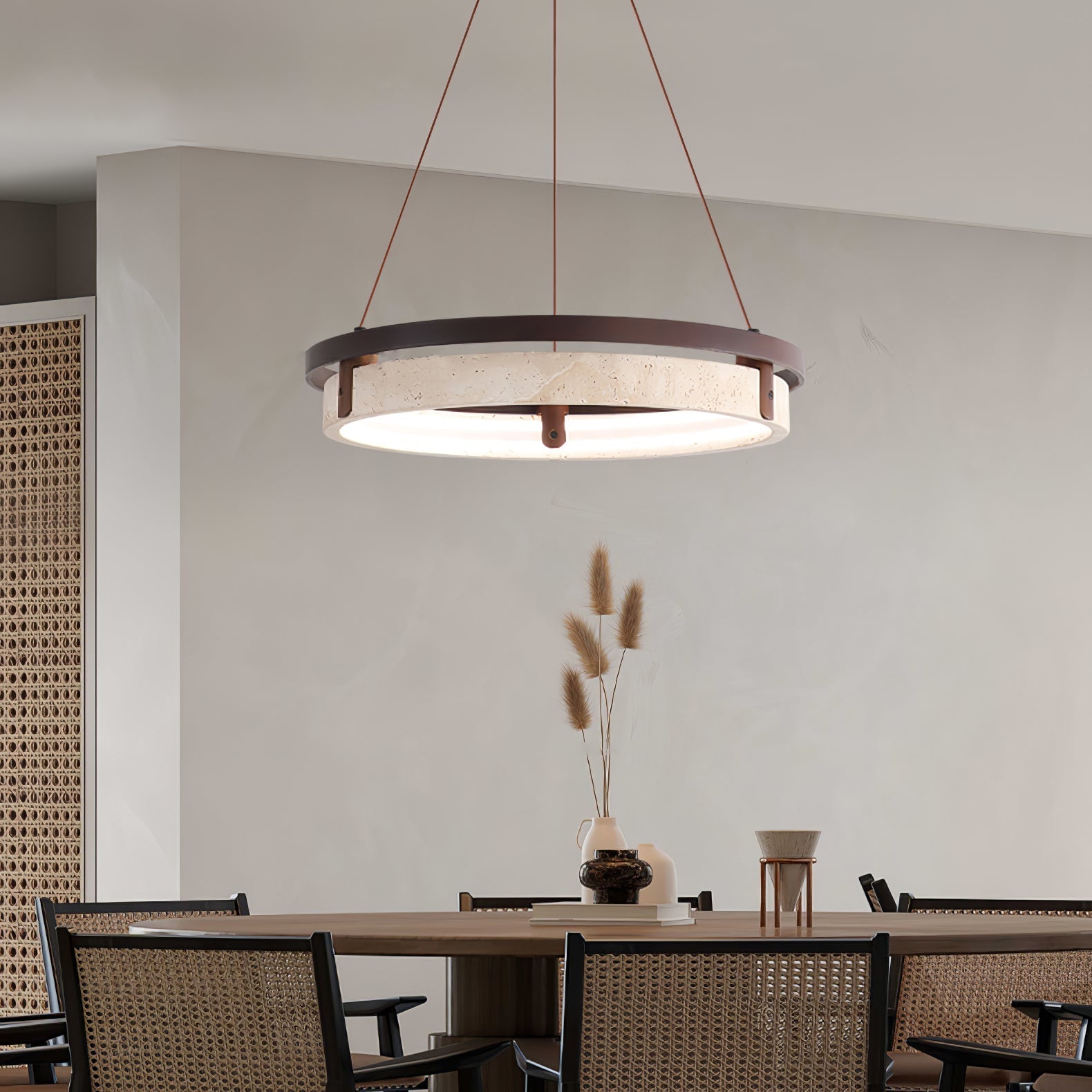 Panell Travertine Pendant Light-Neutral Decor