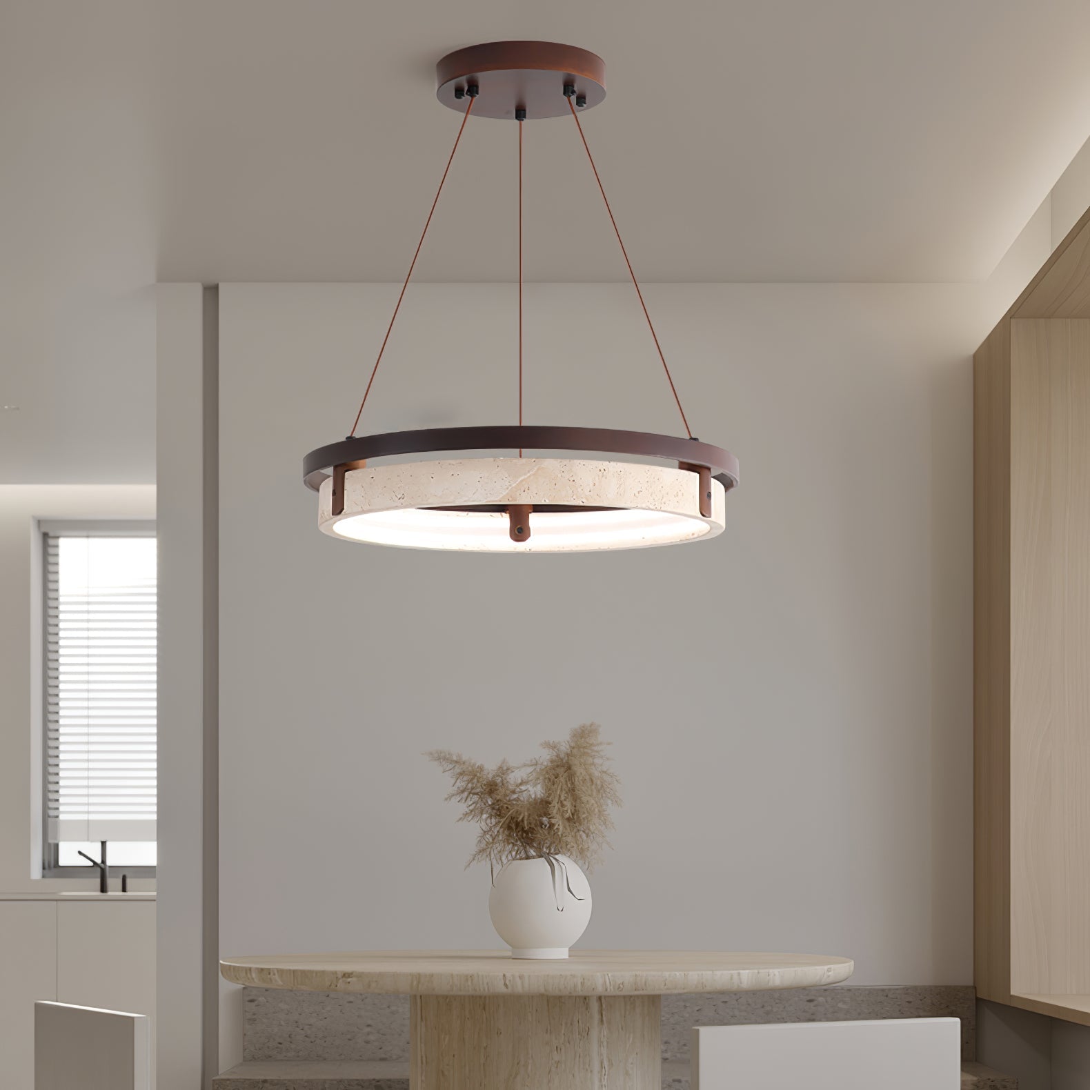 Aurix Travertine Pendant Light-Neutral Decor