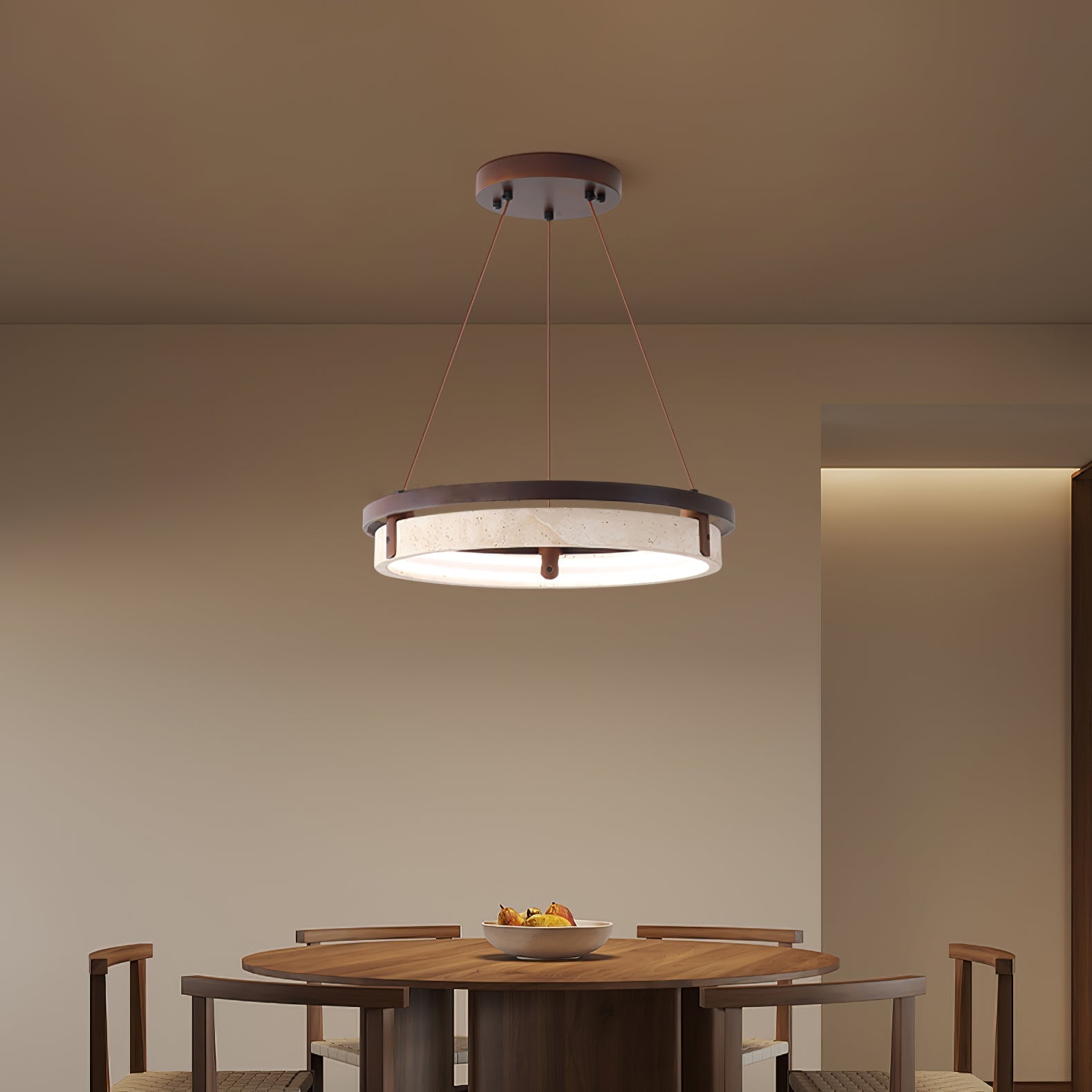 Panell Travertine Pendant Light-Neutral Decor