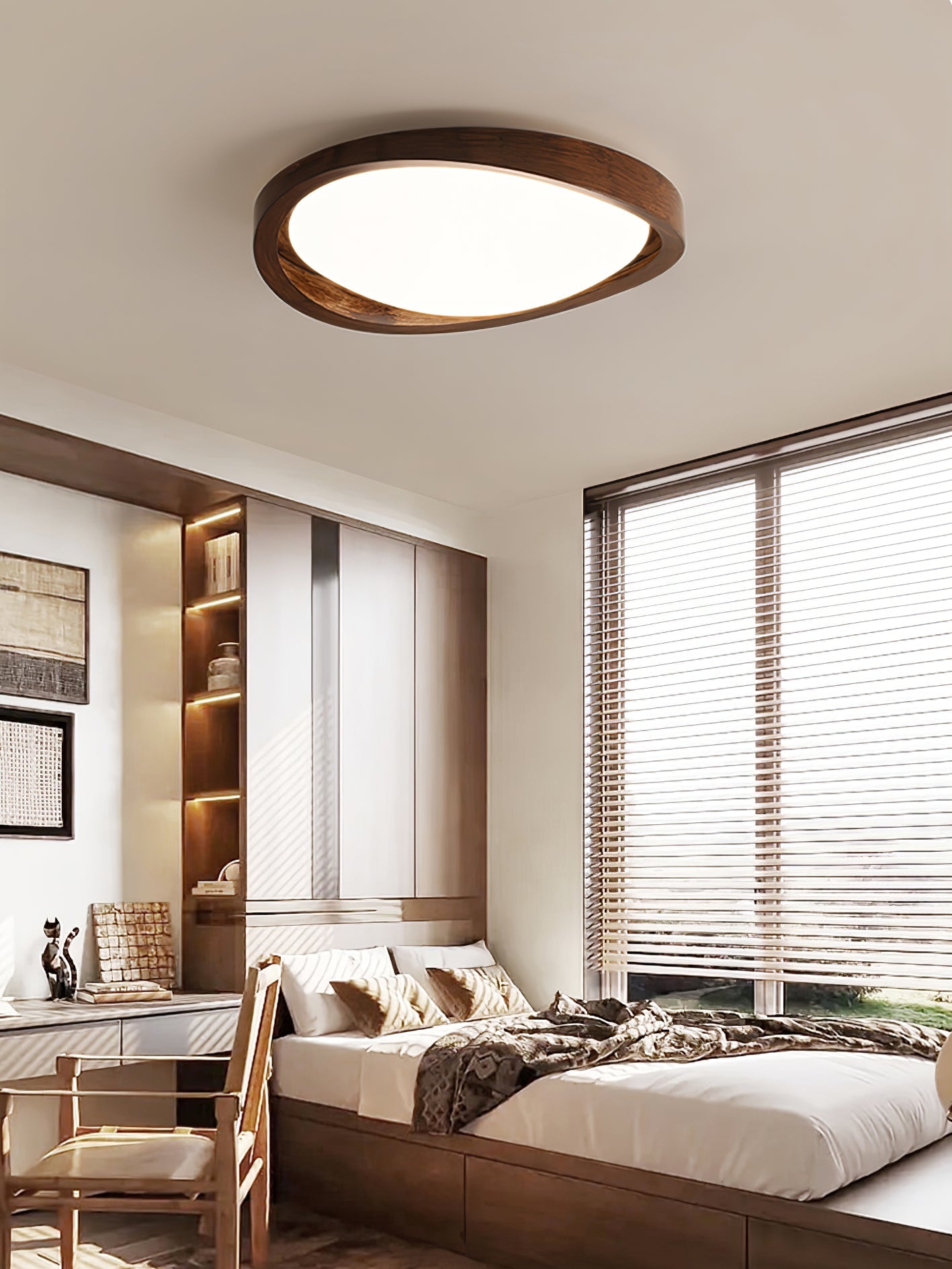 Nalem Ceiling Light Walnut Curved Edge Oval Nordic-Neutral Decor