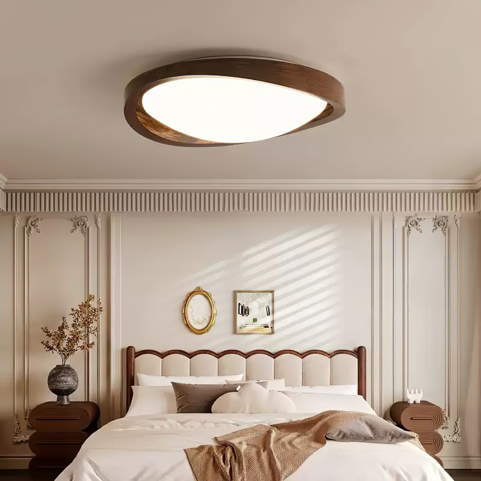 Nalem Ceiling Light Walnut Curved Edge Oval Nordic-Neutral Decor