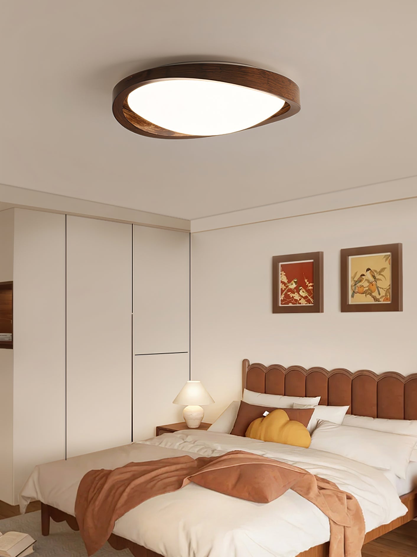Nalem Ceiling Light Walnut Curved Edge Oval Nordic-Neutral Decor