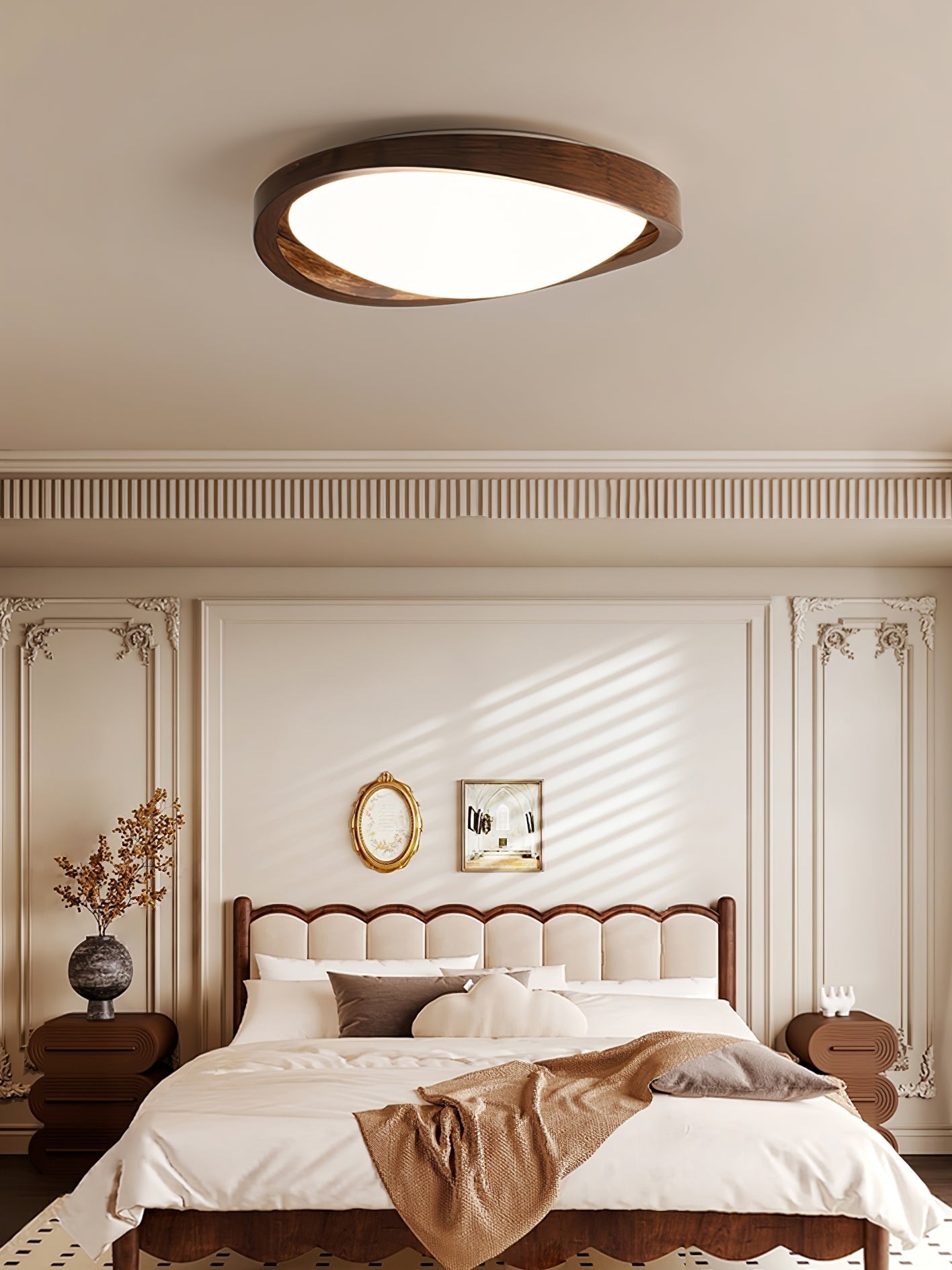 Nalem Ceiling Light Walnut Curved Edge Oval Nordic-Neutral Decor