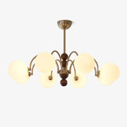Orbital Premium Nordic Art Curve Wood Glass Chandelier-Neutral Decor