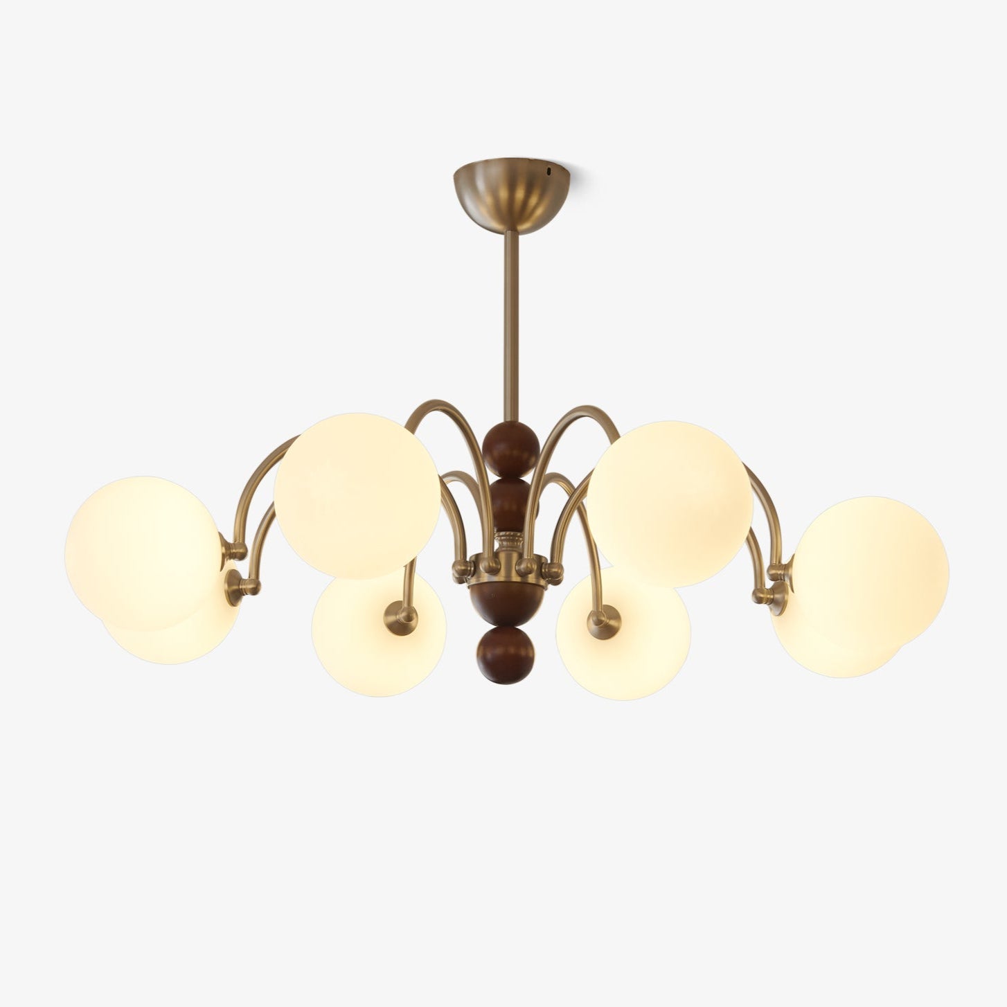 Orbital Premium Nordic Art Curve Wood Glass Chandelier-Neutral Decor