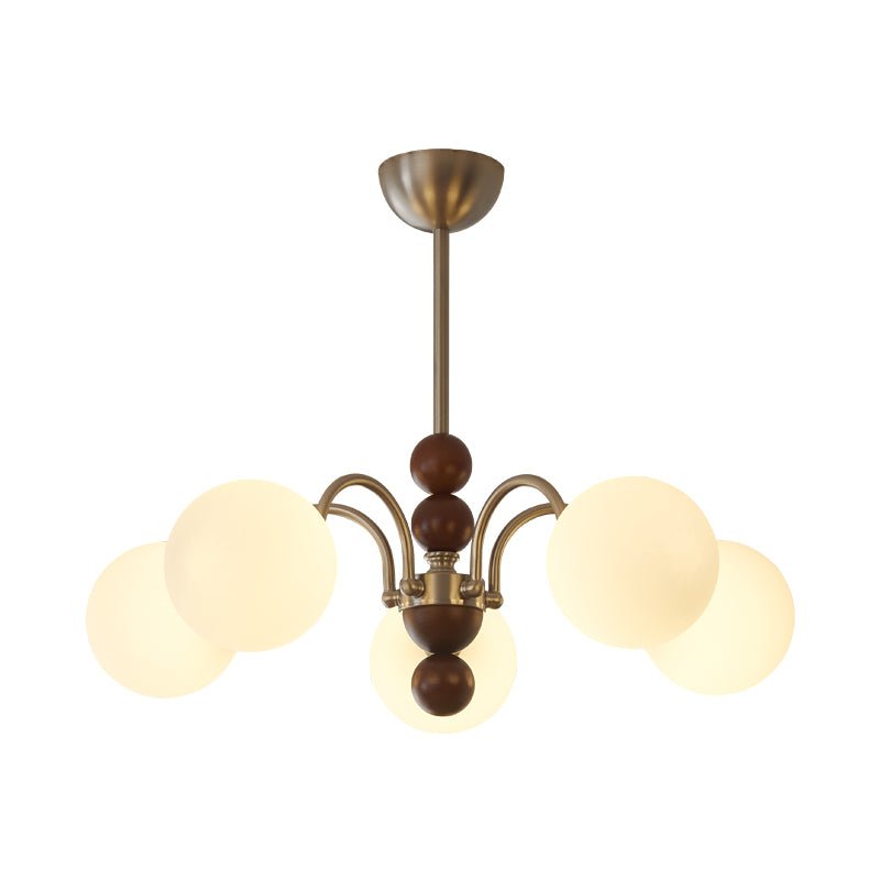 Orbital Premium Nordic Art Curve Wood Glass Chandelier-Neutral Decor