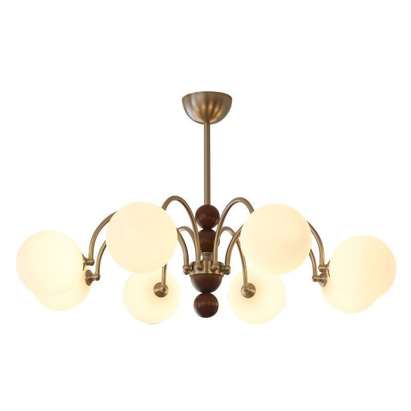 Orbital Premium Nordic Art Curve Wood Glass Chandelier-Neutral Decor