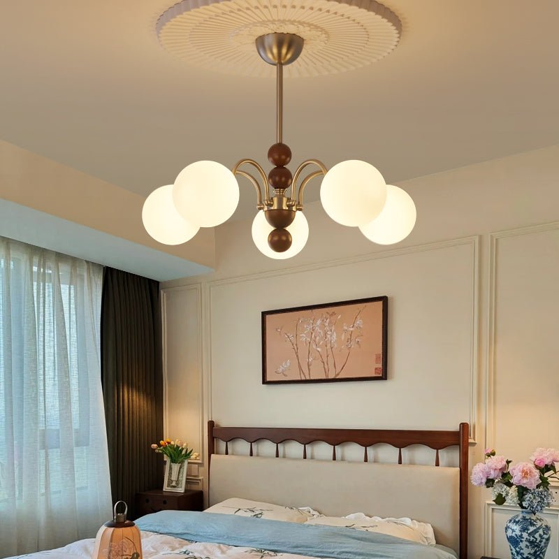 Orbital Premium Nordic Art Curve Wood Glass Chandelier-Neutral Decor