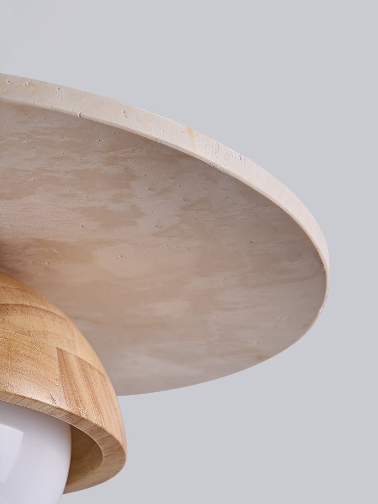 Qalr Yellow Travertine Wood Pendant Lamp-Neutral Decor