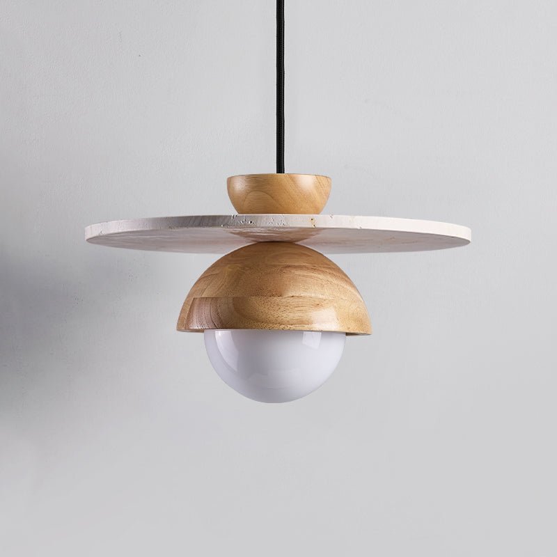 Qalr Yellow Travertine Wood Pendant Lamp-Neutral Decor