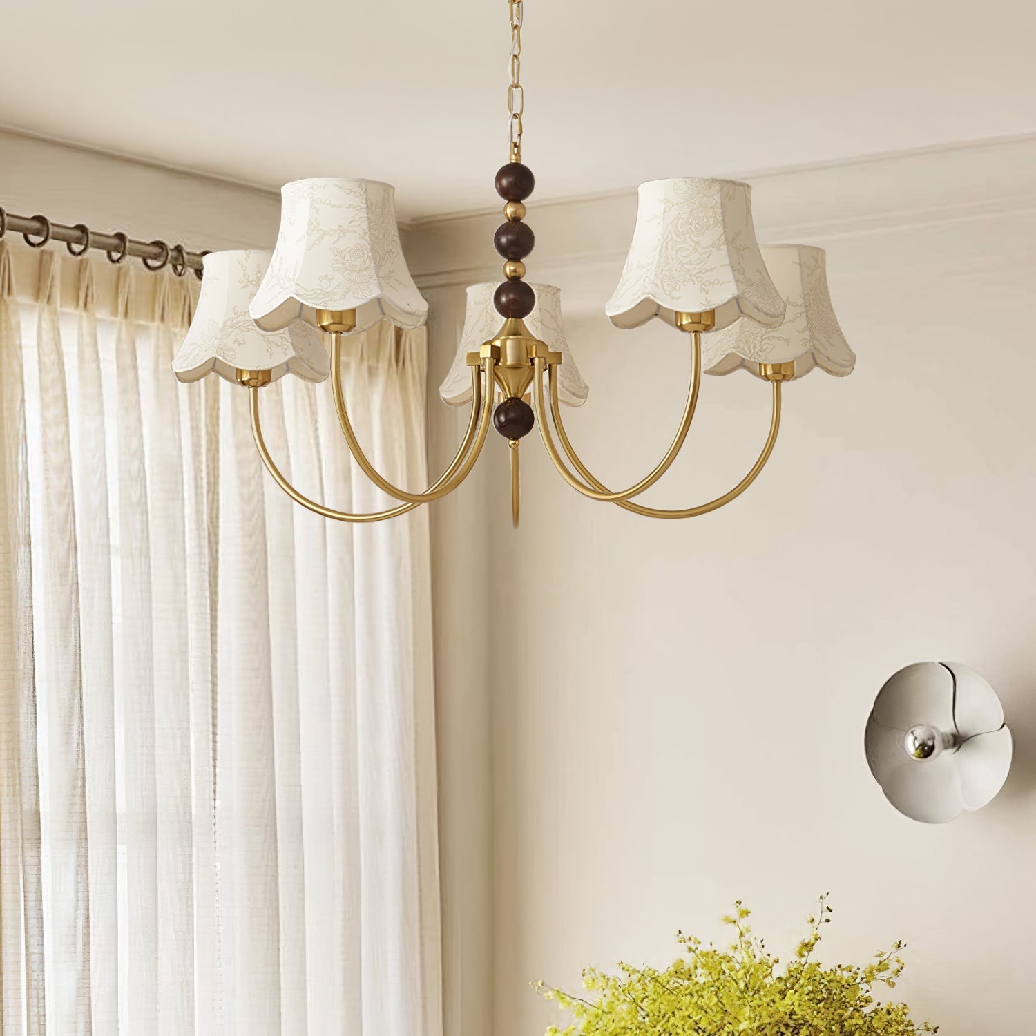 Orchid Chandelier Fabric Golden-Neutral Decor