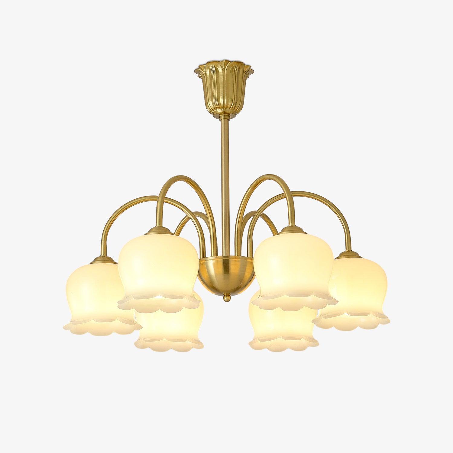 Lustra Chandelier Brass Elegant Curved Arm-Neutral Decor