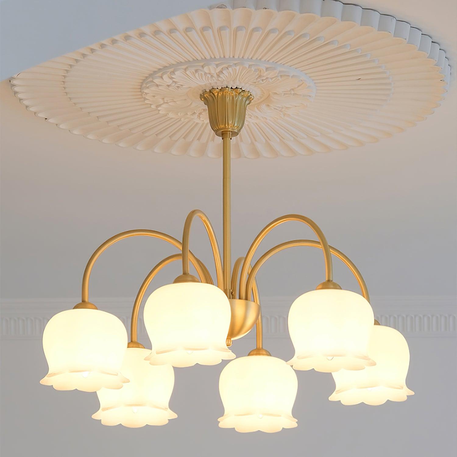 Lustra Chandelier Brass Elegant Curved Arm-Neutral Decor