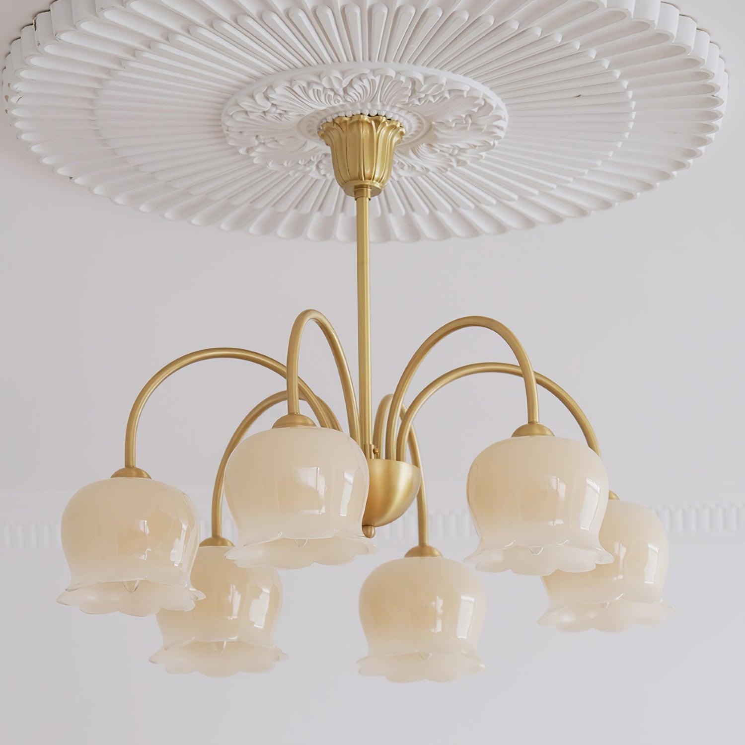Lustra Chandelier Brass Elegant Curved Arm-Neutral Decor