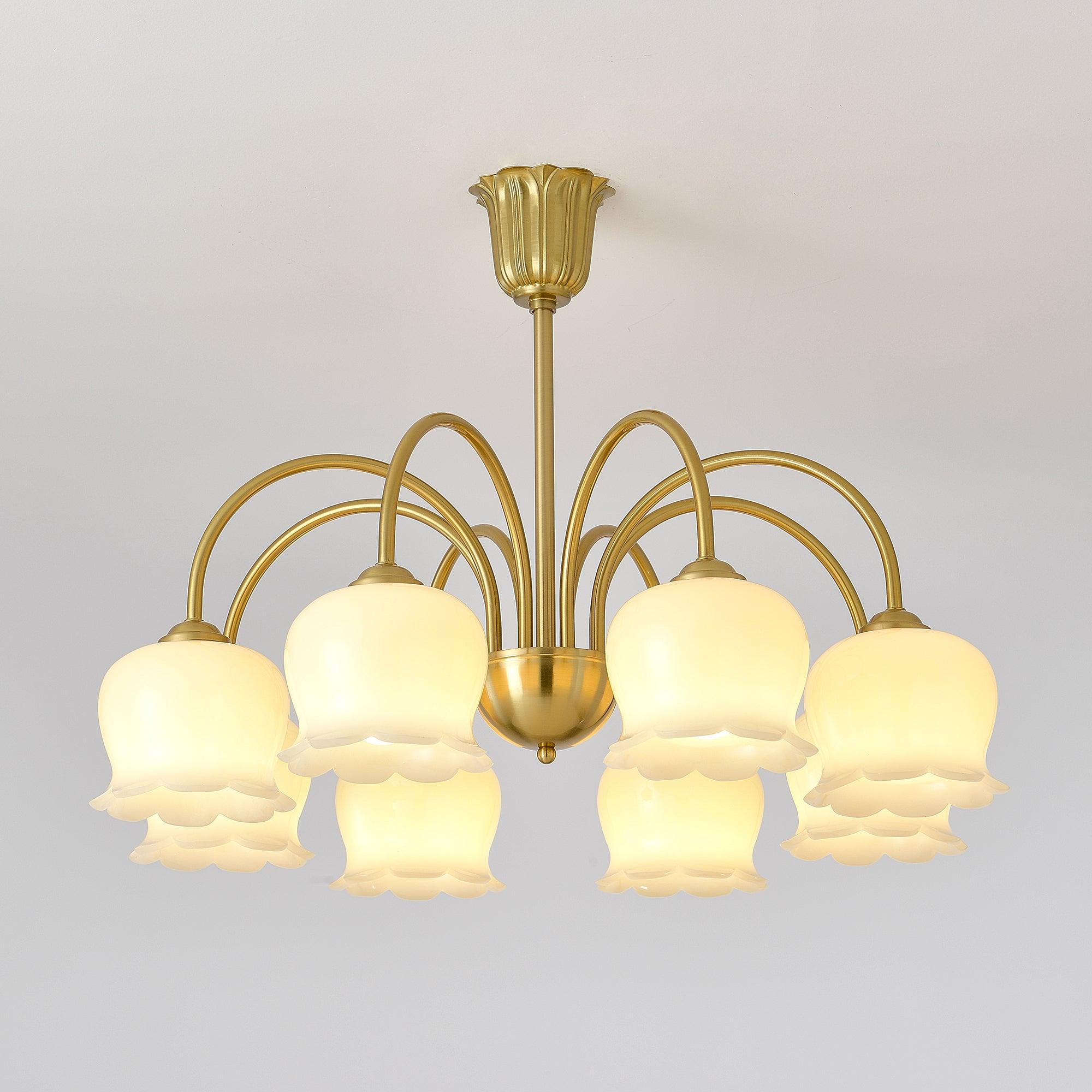 Lustra Chandelier Brass Elegant Curved Arm-Neutral Decor