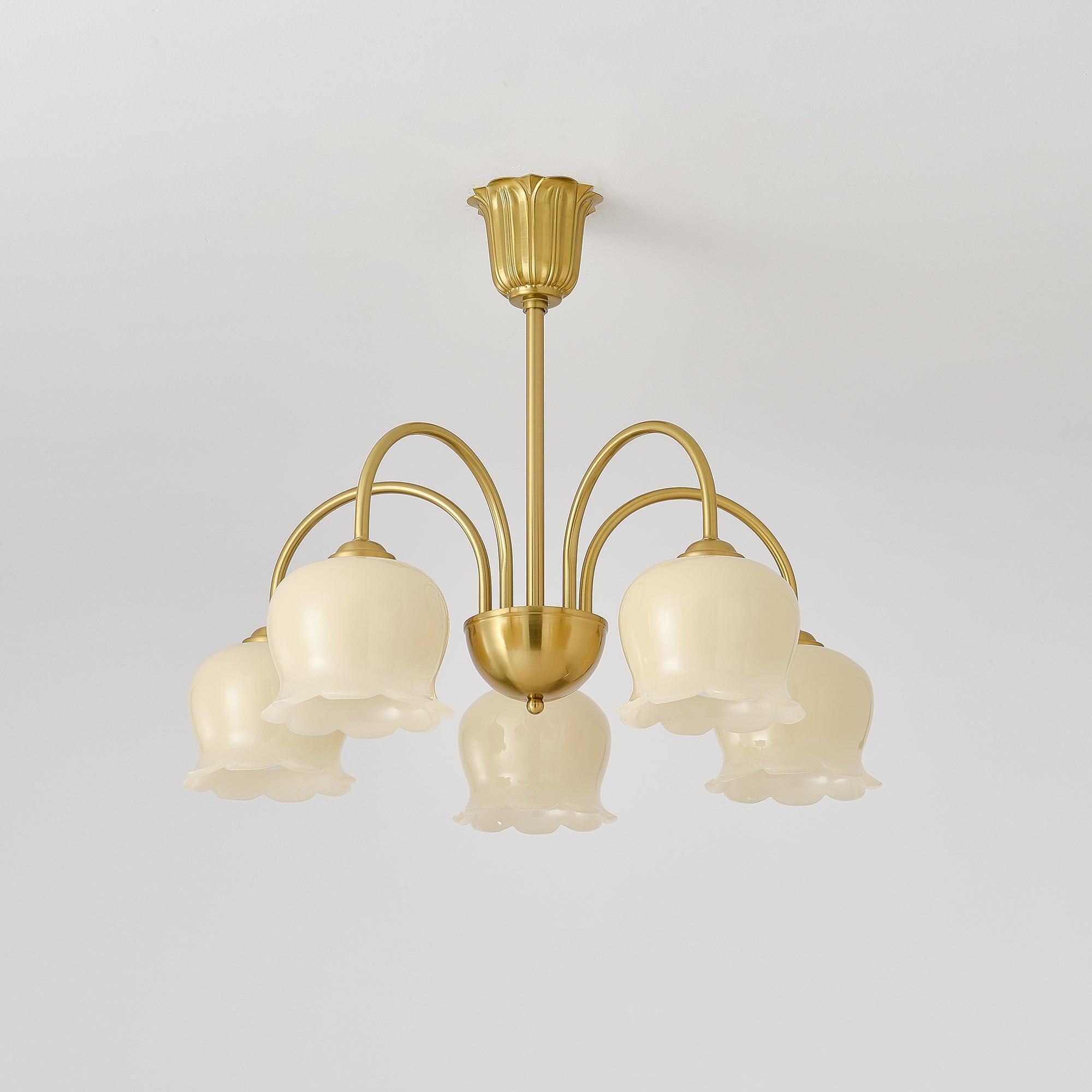 Lustra Chandelier Brass Elegant Curved Arm-Neutral Decor