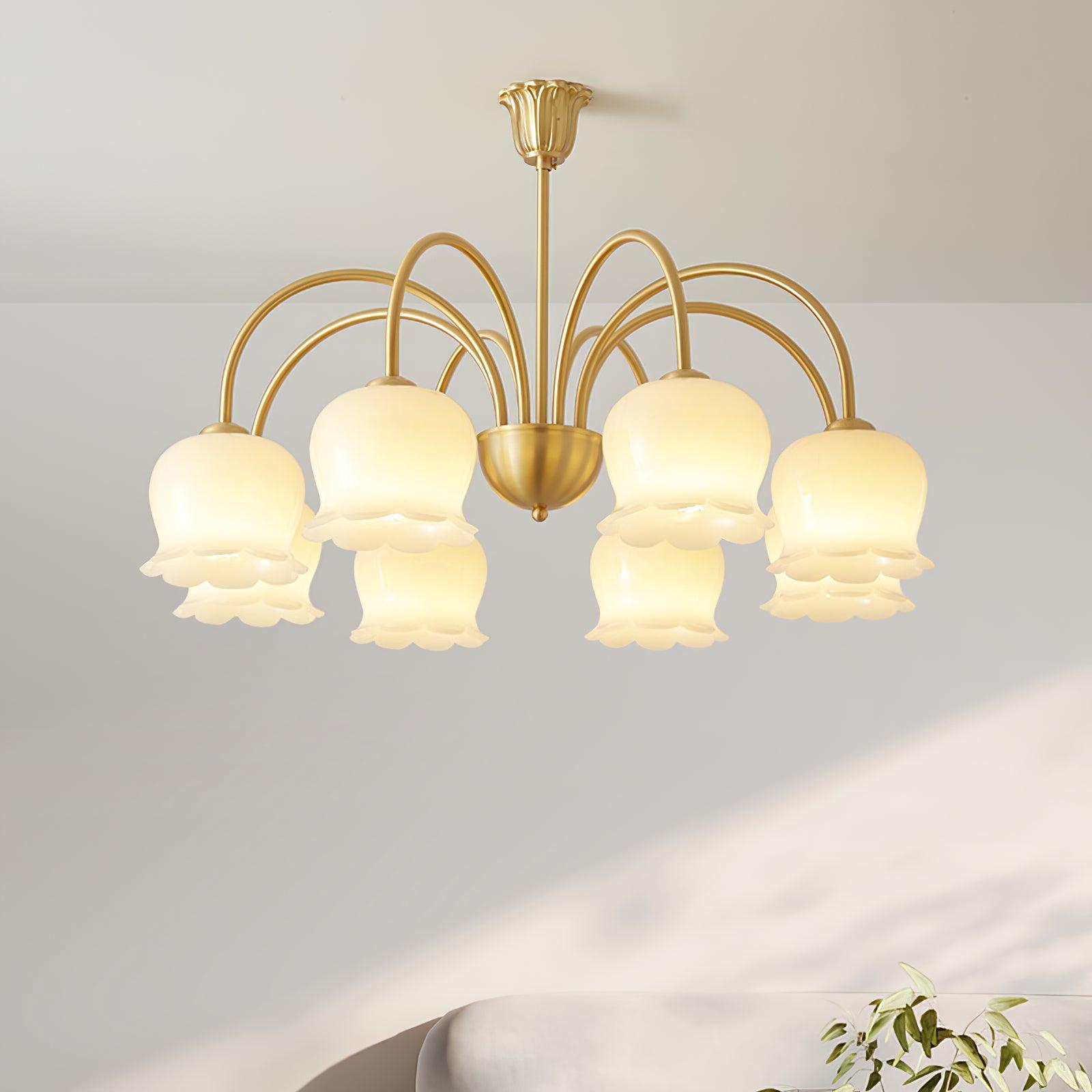 Lustra Chandelier Brass Elegant Curved Arm-Neutral Decor