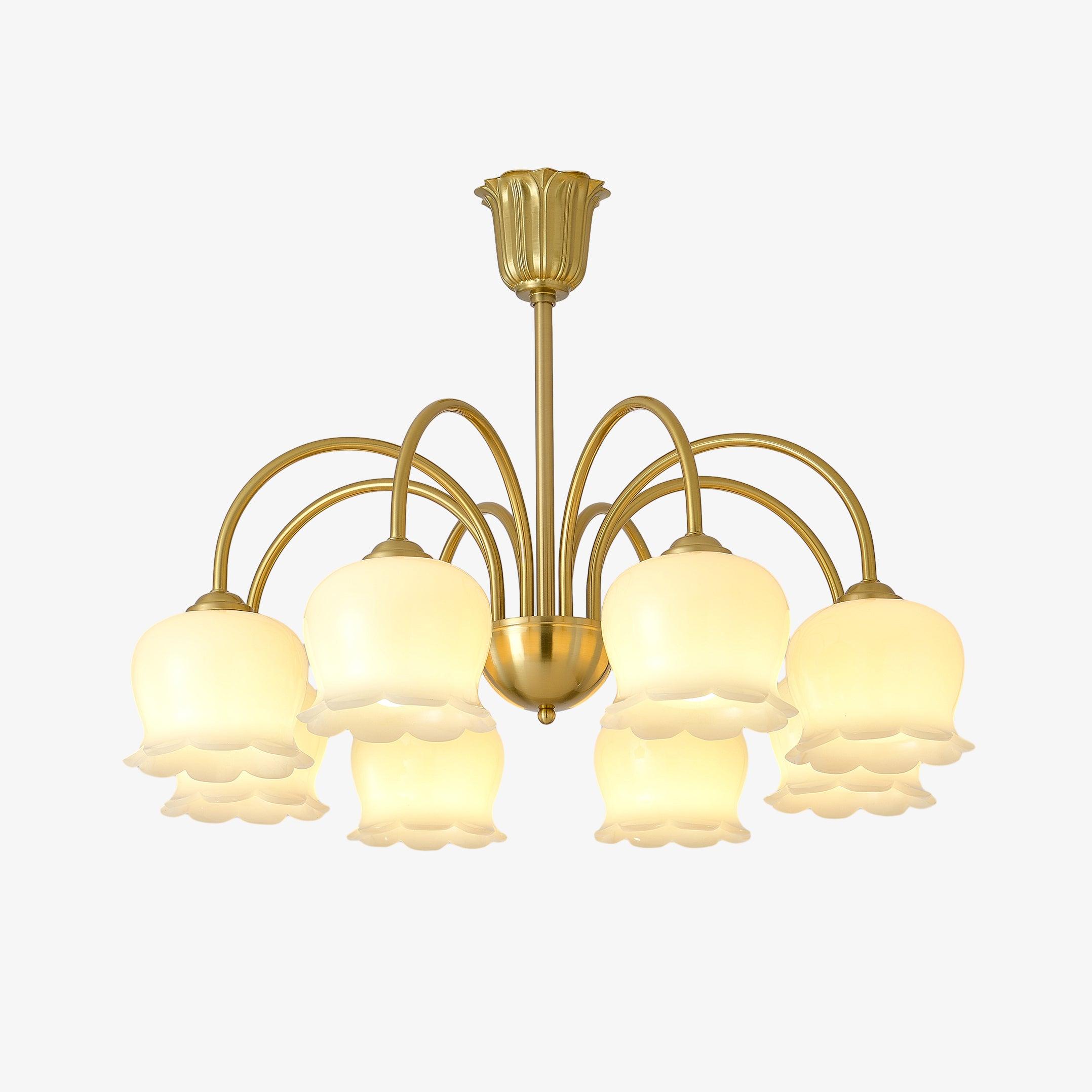 Lustra Chandelier Brass Elegant Curved Arm-Neutral Decor