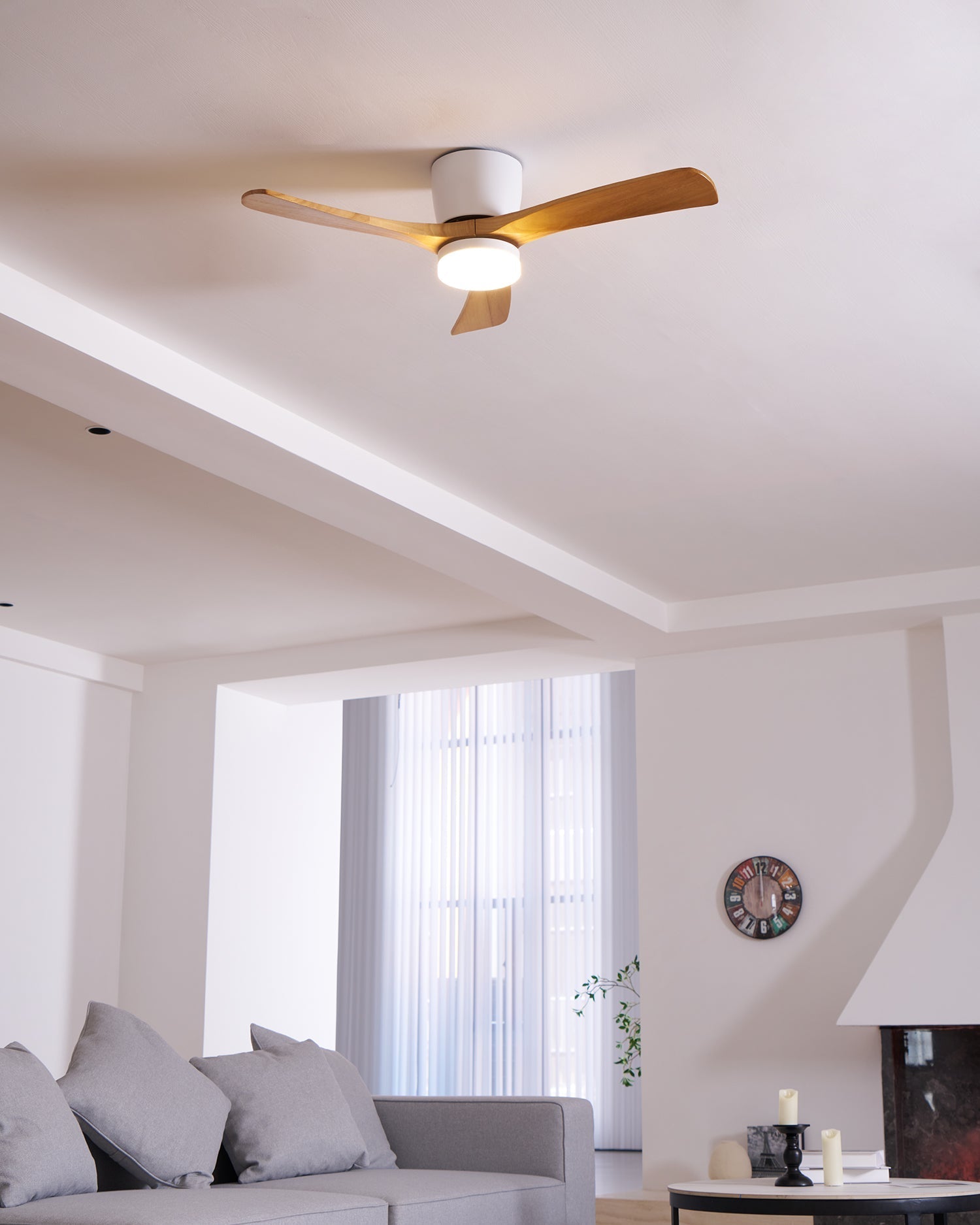 Elena Modern Wood Ceiling Fan Light-Neutral Decor