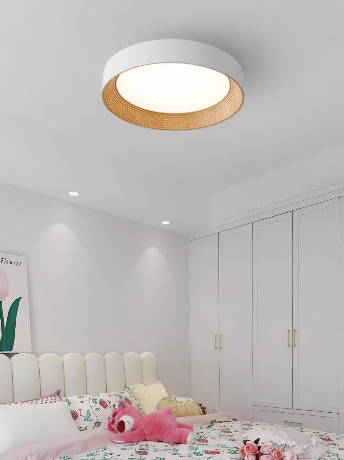Veveny Ceiling Lamp Wood Ring Minimalist Adjustable-Neutral Decor