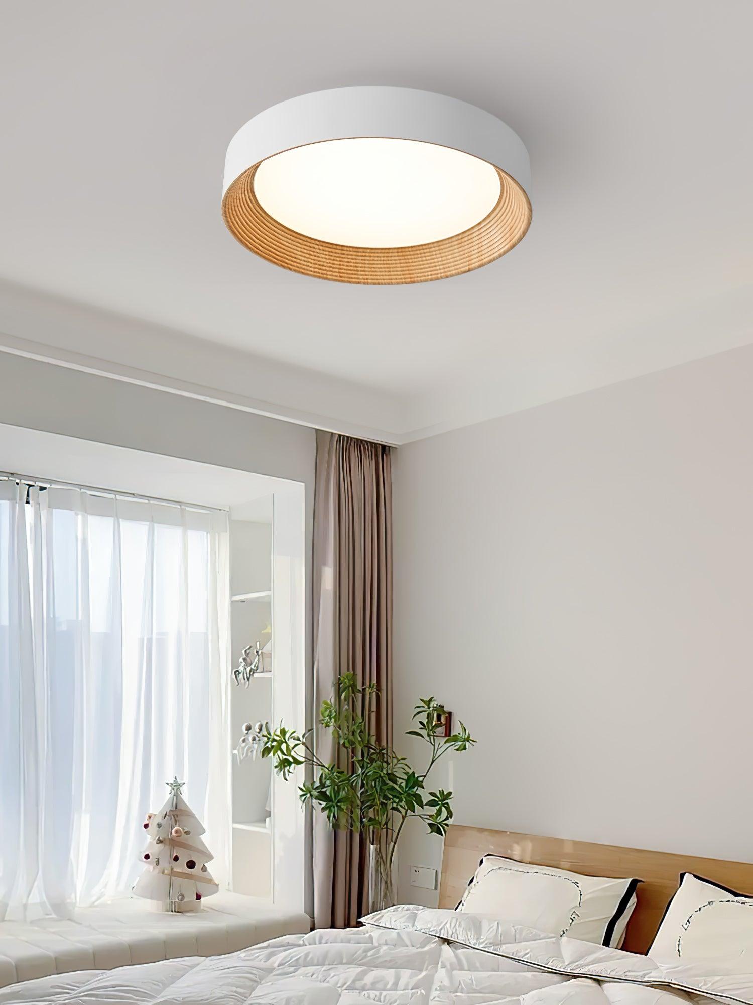 Veveny Ceiling Lamp Wood Ring Minimalist Adjustable-Neutral Decor