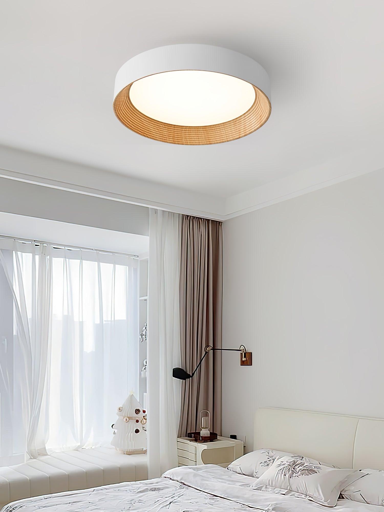 Veveny Ceiling Lamp Wood Ring Minimalist Adjustable-Neutral Decor