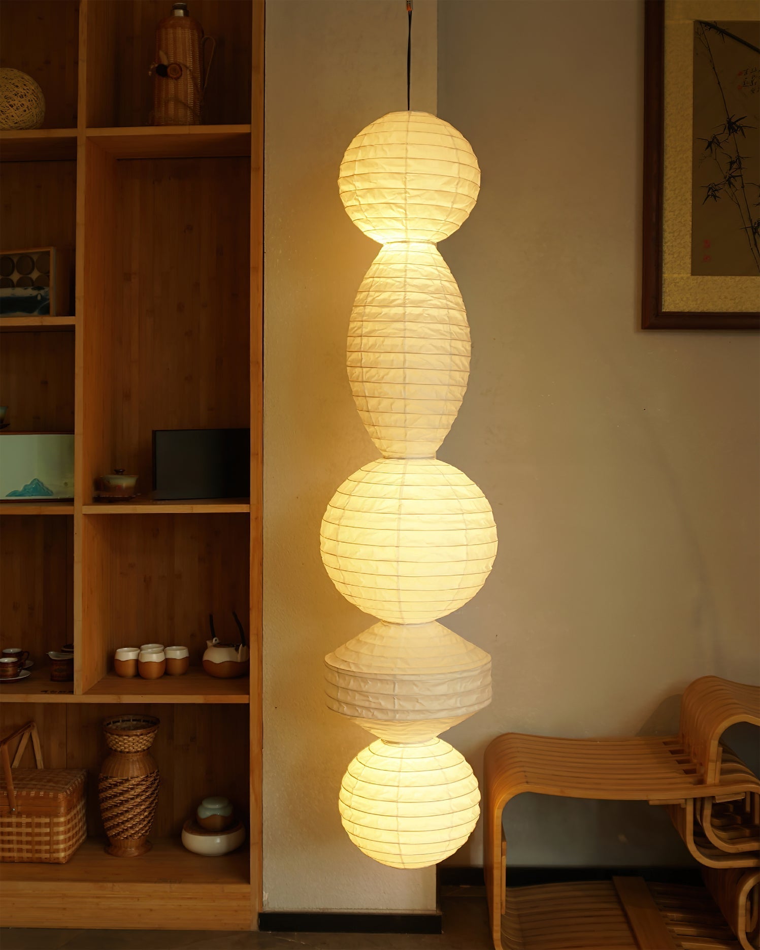 Elthayra Natural Series Bamboo Lantern Pendant Lamp-Neutral Decor